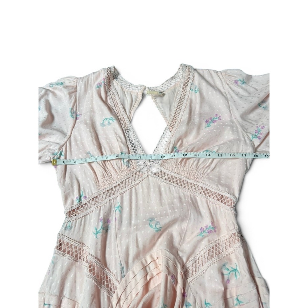 Free People Dress Women 6 Pink Still In Love Floral Maxi Boho Coquette Cottage - Picture 10 of 13